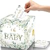 50 Pieces Greenery Diaper Raffle Tickets with Baby Shower Holder Box Baby Party Decorations Favors Sign Box Insert Ticket Diaper Raffle Game Kit