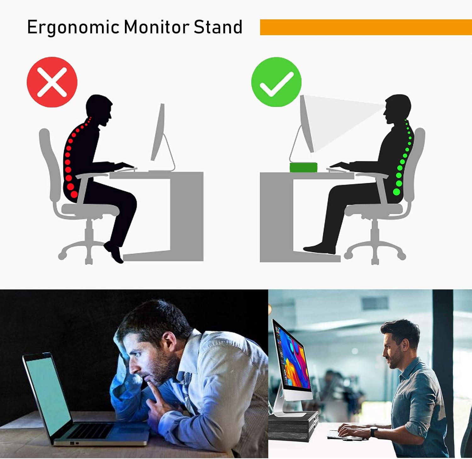 Monitor Stand Riser with Drawer - Metal Mesh Laptop Desk Organizer with Dual Pull Out Storage Drawer,Office Supply for Computer, PC, Printer, Notebook, iMac (Black)