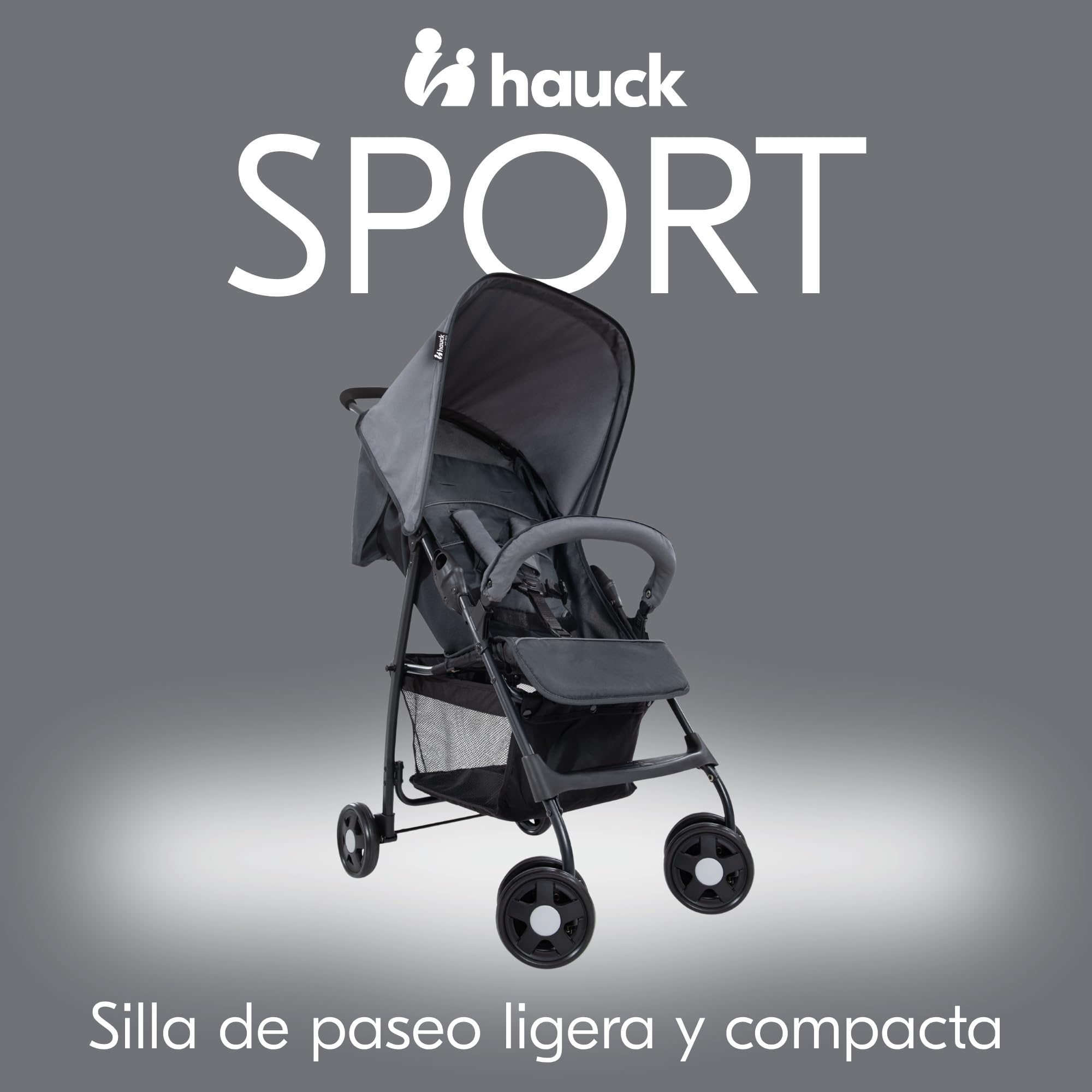 hauck Sport Carrito Bebe Ligero desde el Nacimiento - Silla de Paseo Reclinable para Niños hasta 15 kg - Carro Plegable Ultraligero 5,9 kg - Cesta Grande hasta 3 kg - Gris Oscuro