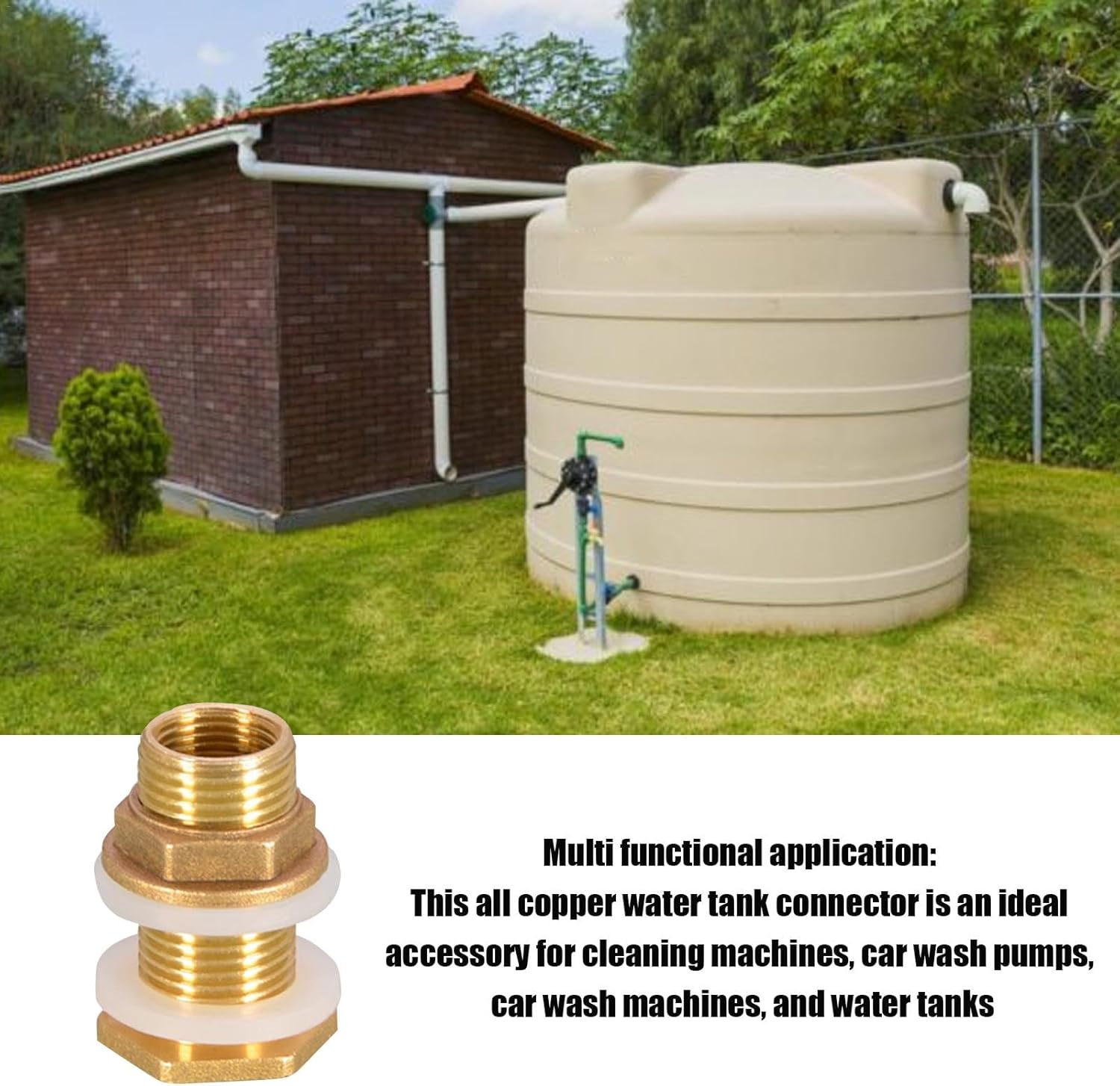 Brass Tank Fitting | Nut Water Tank Jointer Connector Copper,Solid Brass Bulkhead Tank Fitting Connector for Water Inlet & Outlet Pipe