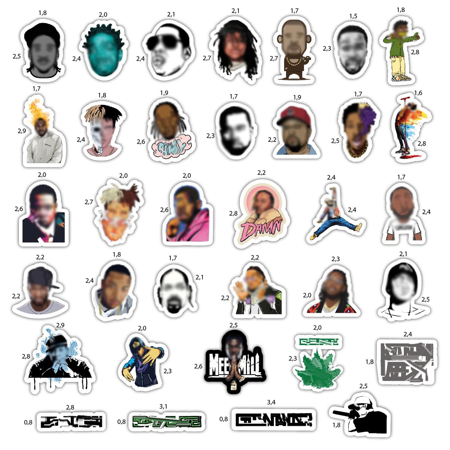 Rap Decals Jay-z Nas Sticker Decals 15 Old School Rap Logo Sticker Pack - Clear ...