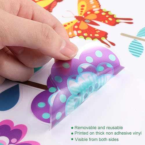 Miniatura 3 de Zonon 72 calcomanías de primavera para ventana, diseño de mariposa, flores, para vidrio, anticolisión, Pascua, primavera, decoraciones para oficina,