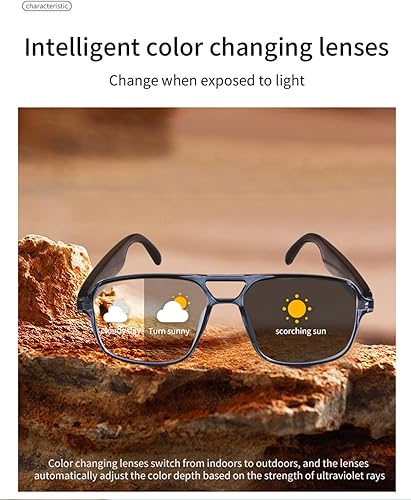 Miniatura 3 de Gafas inteligentes Bluetooth para hombre, altavoz de audio, lentes Bluetooth con altavoces, gafas de sol inteligentes de cristal azul, gafas
