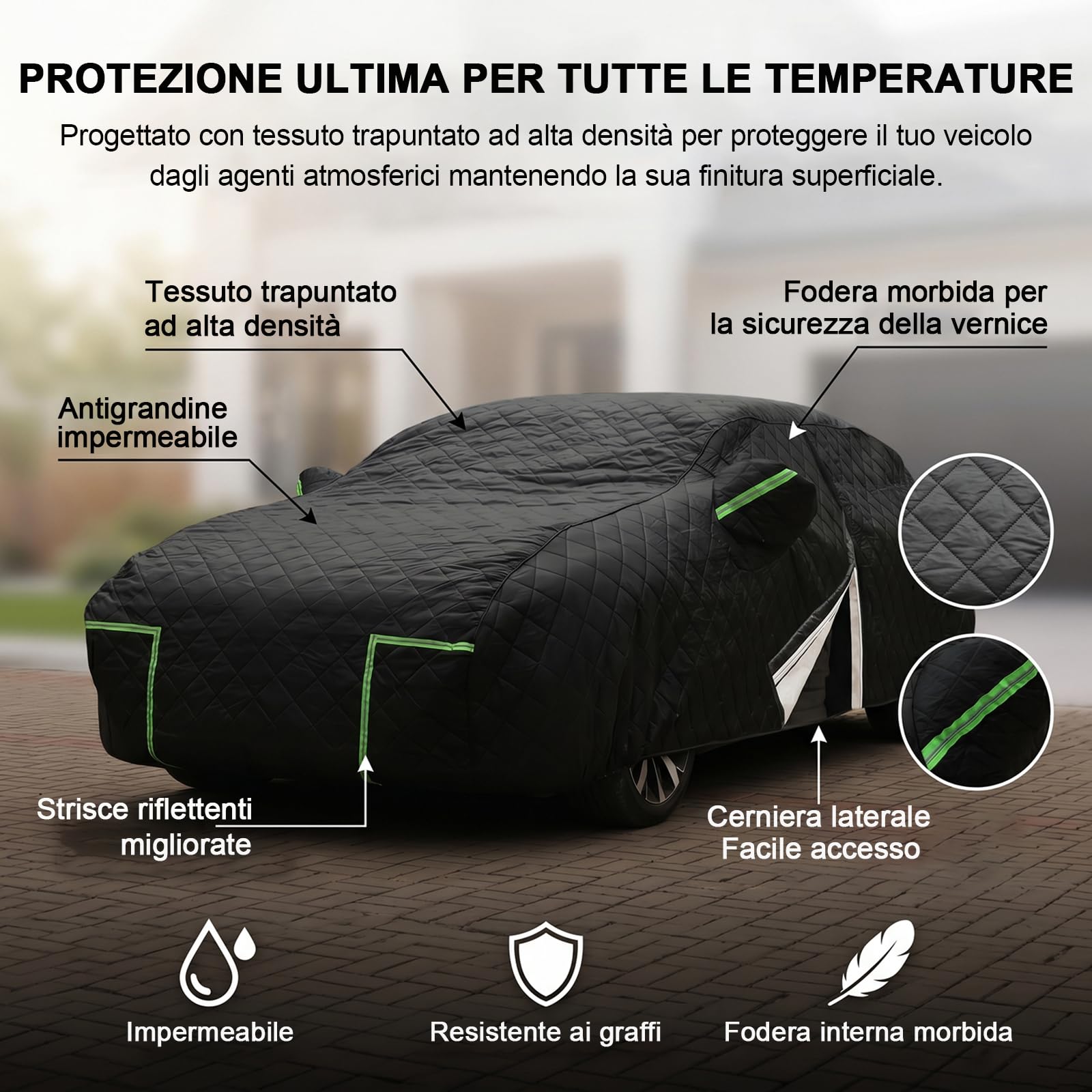 Telo Auto Antigrandine per Mazda CX-80 (2024-) 6 Strati Ispessiti, Tessuto Oxford, Fodera Morbida, Traspirante, Antivento, Impermeabile, Antigraffio, Anti-UV, 4 Stagioni