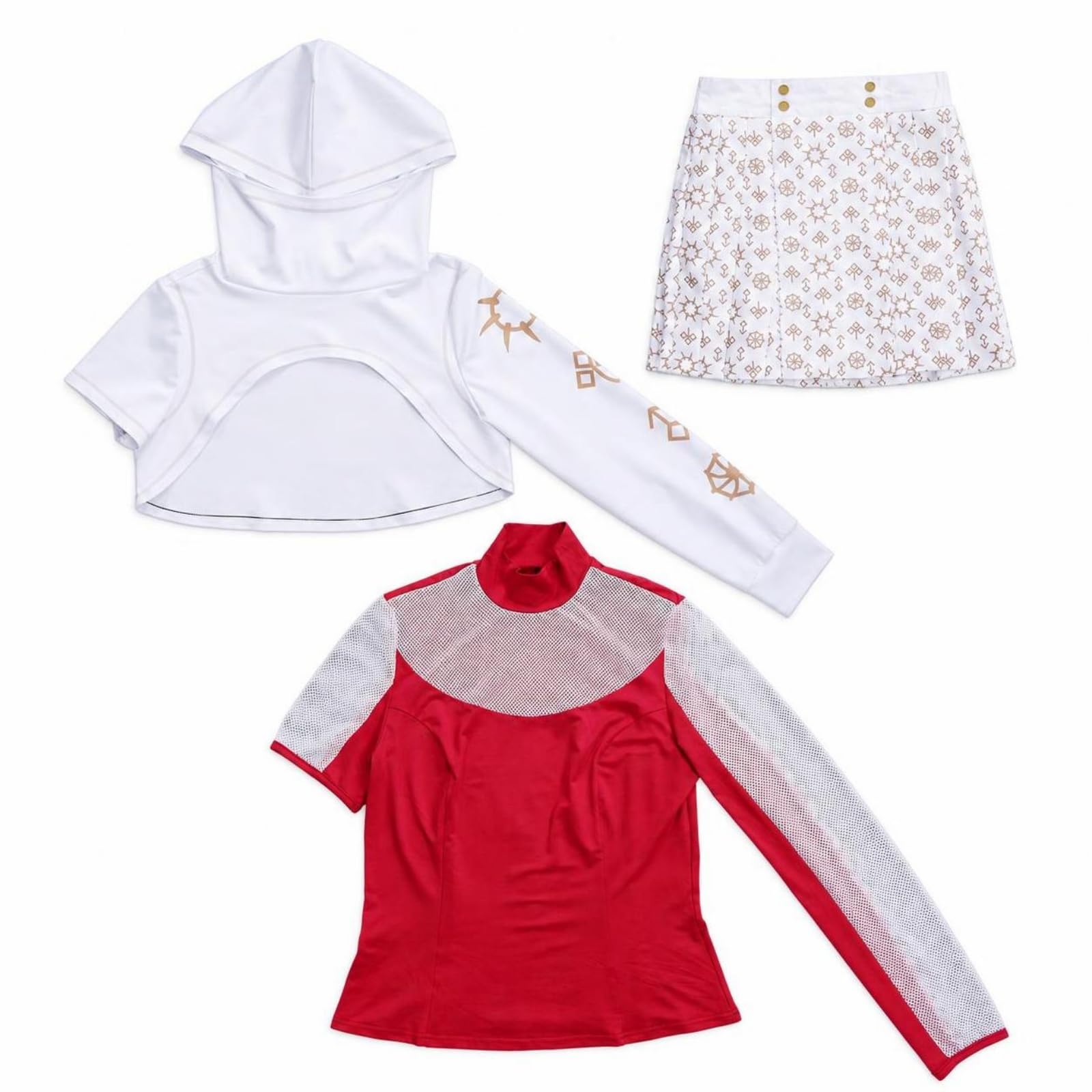Gralara 3 Pezzi Costume da Costume a Tema Gonna Collo Alto Vestito da Cosplay Morbido Gonna a Pieghe per Bambini, Cosplayer, Feste in Maschera, Halloween