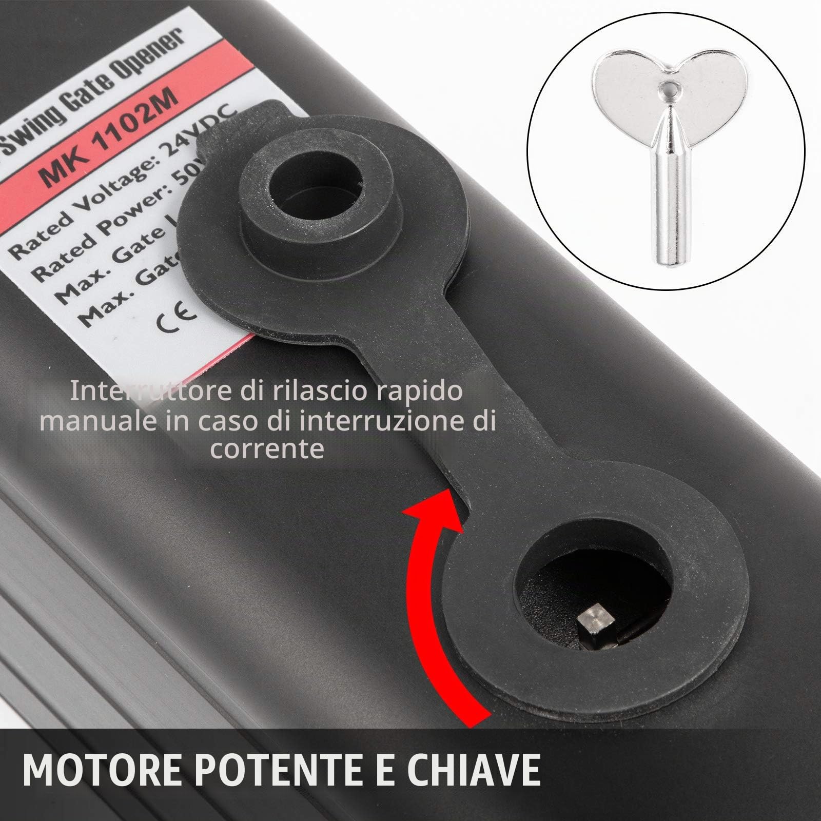 VEVOR Apricancello a Doppia Battente, Apricancello Automatico, Kit Completo Remoto, Apricancello Doppio, Carichi Pesanti Fino a 399,16 kg, Cancello Lungo 457 mm, Apricancello Alimentato a CA 80W