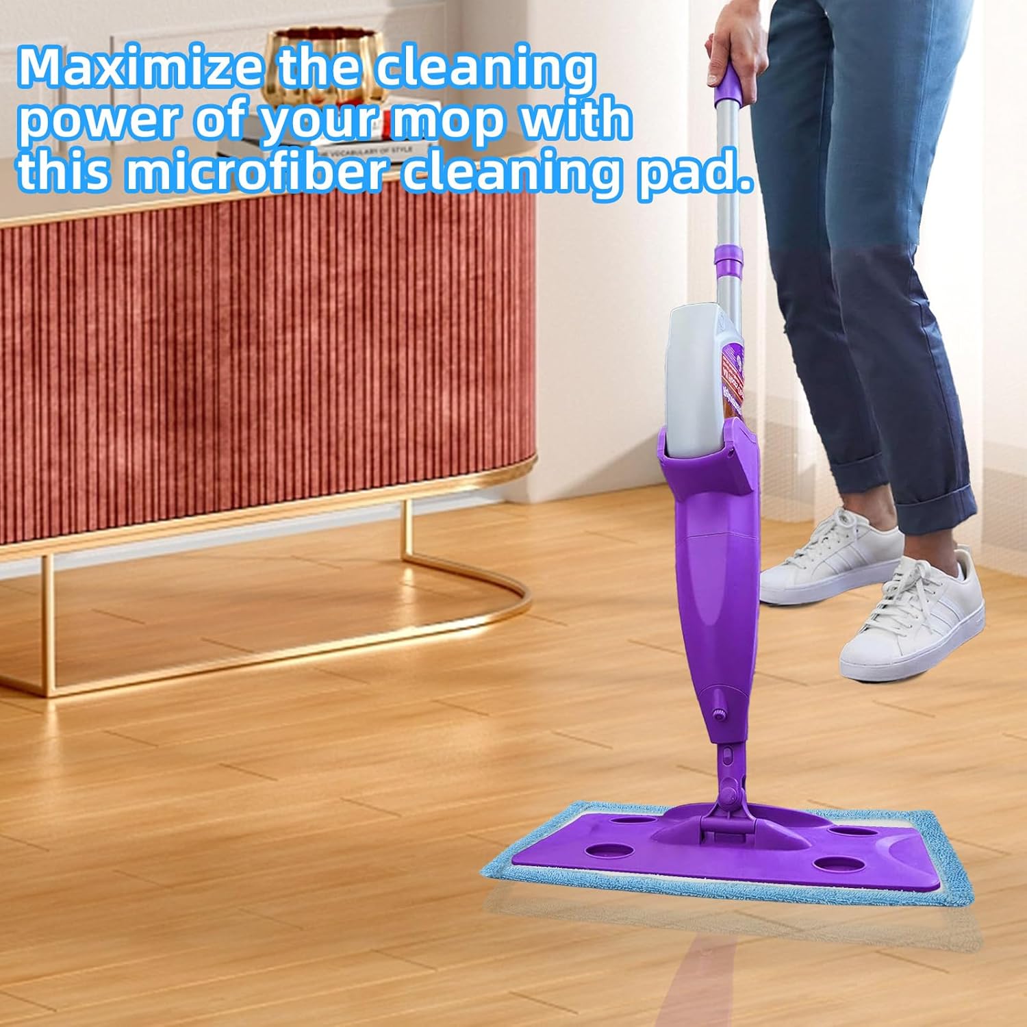 6 Pack Reusable Microfiber Pads for Rejuvenate Microfiber Mop, Compatible with Rejuvenate Click N Clean Multi-Surface Spray Mop, Machine Washable Microfiber Pad Refill for All Floors Without Handle