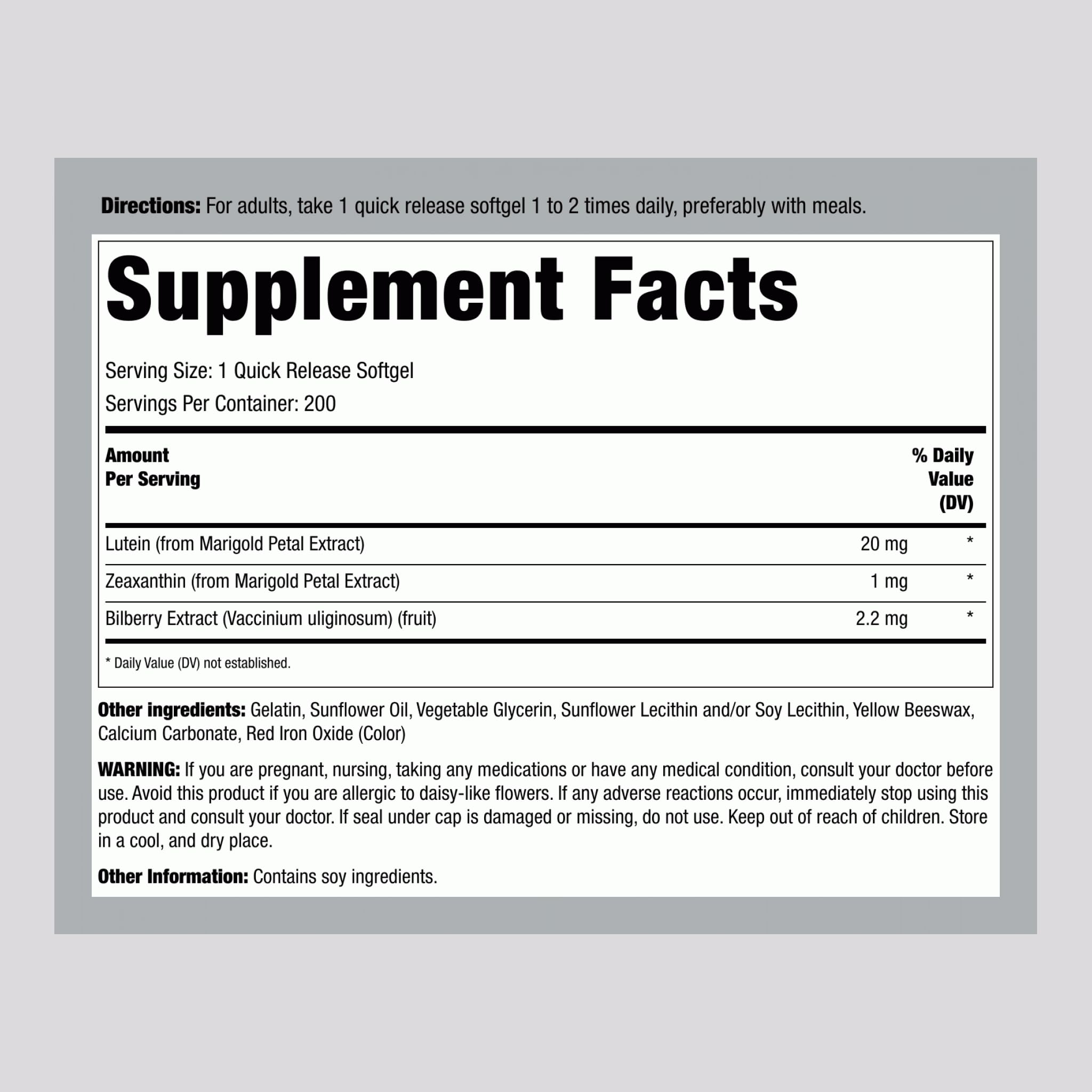 Piping Rock Lutein and Zeaxanthin Supplements | 200 Softgels — Amazon image 2