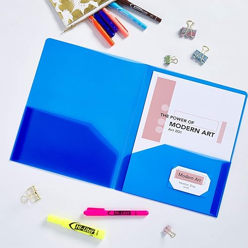 Miniatura 3 de Avery Carpeta translúcida de dos bolsillos, resistente al agua, con capacidad para hasta 20 hojas, 1 carpeta azul (47811) (paquete de 2)