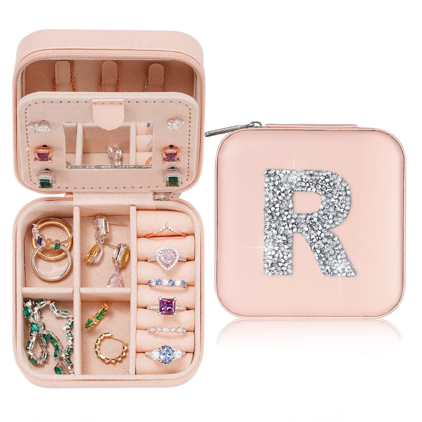 TINGN Travel Jewellery Organiser, Mini Travel Jewelry Box Case, Girls Jewellery Box, Personalised Jewelry Boxes M, Gifts for Her, Personalised Gifts for Girls