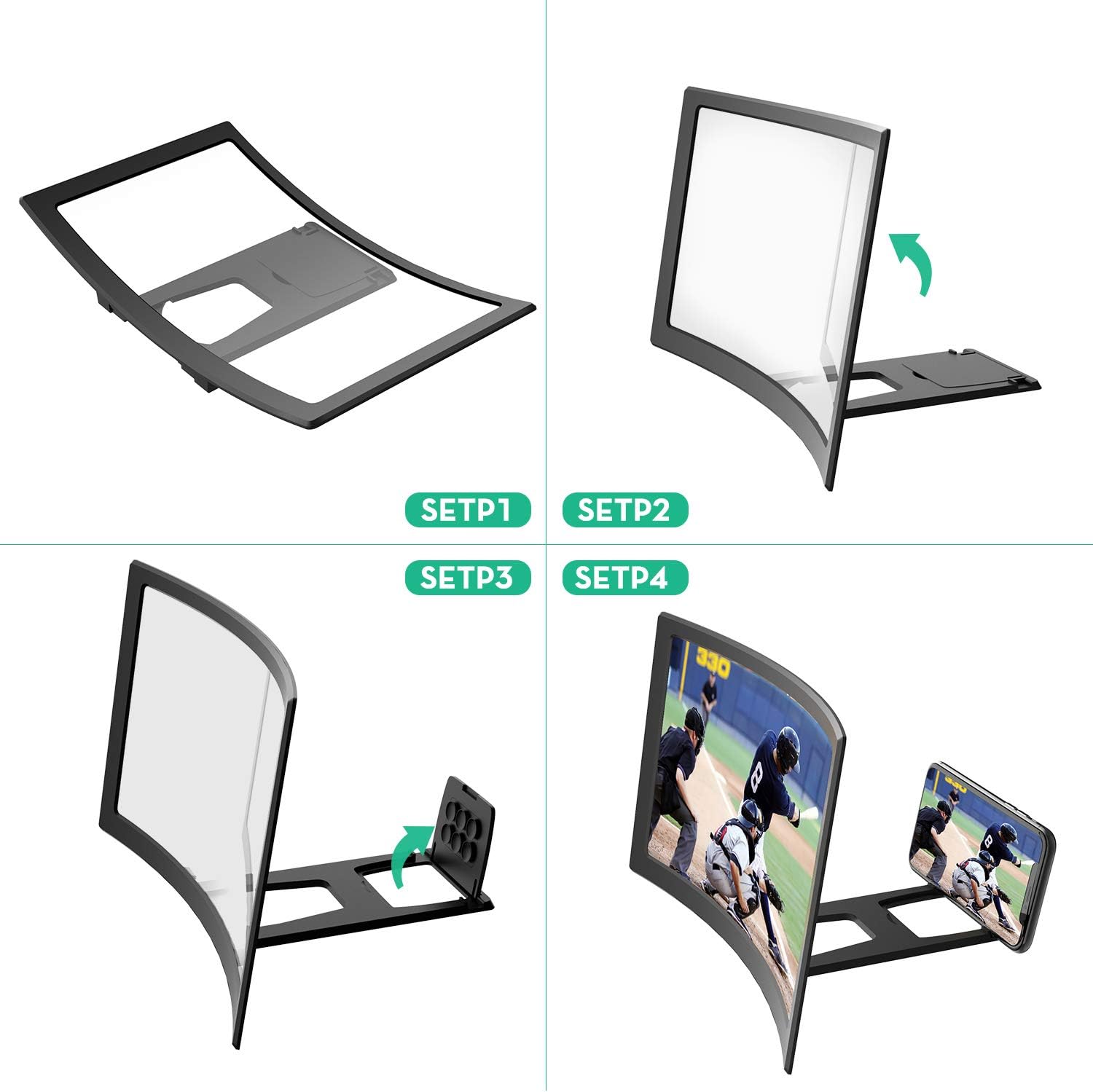 Screen Magnifier for Cell Phone [2021 Newest Version HD], 12" Foldable Curved 3D Cell Phone Screen Magnifier Tech Gifts Cool Gadgets for Men, Mens Gifts for Christmas.