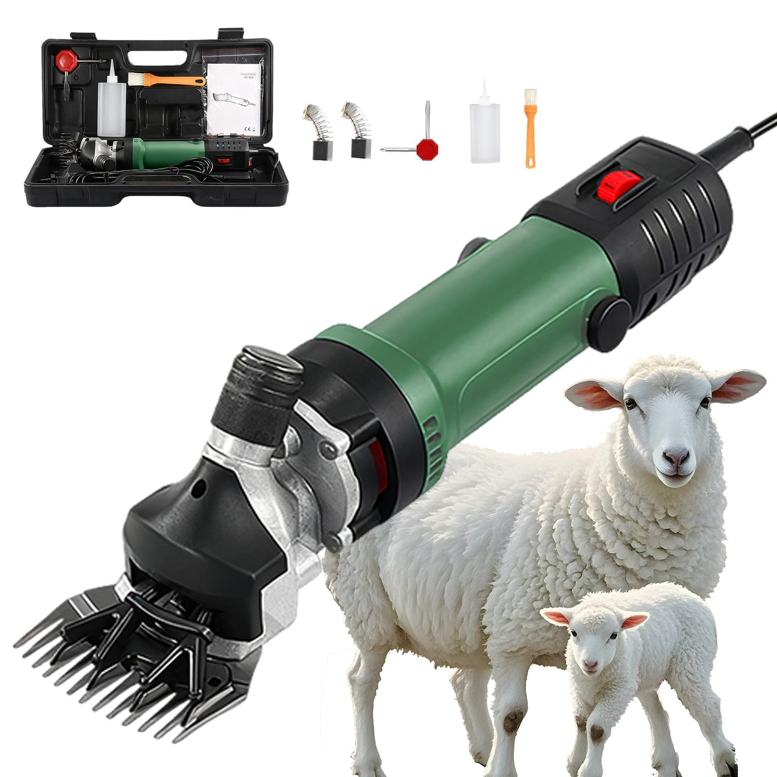 Professional electric sheep clipper 690W Electric sheep shearer 6 speeds For sheep goat alpaca camel and angora rabbit hair DarkGreen