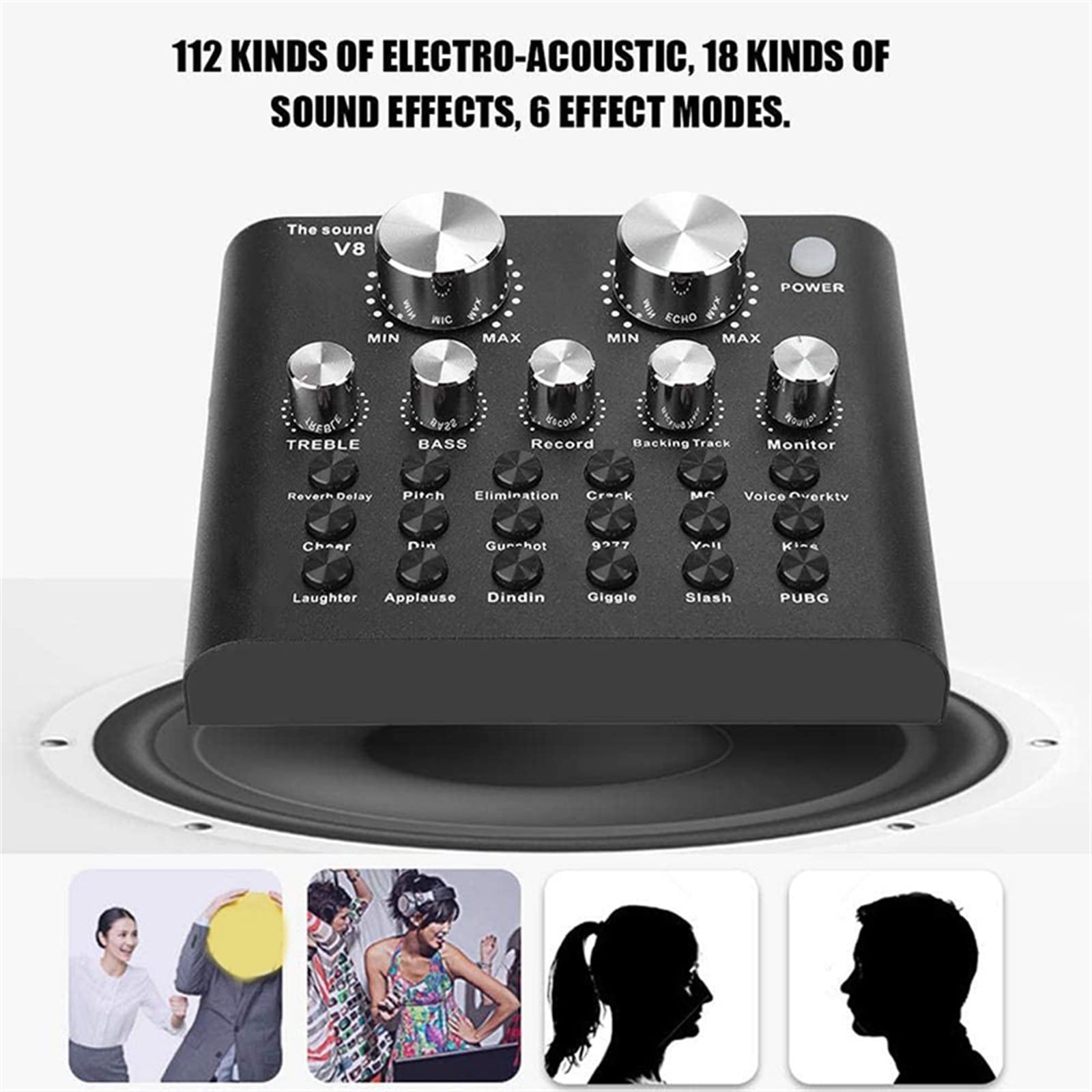 Mixer Audio Professionale, Scheda Audio V8 Live con Effetti e Cambia Voce, Dispositivo Mixer Audio Bluetooth per Streaming Live, Registrazione Musicale