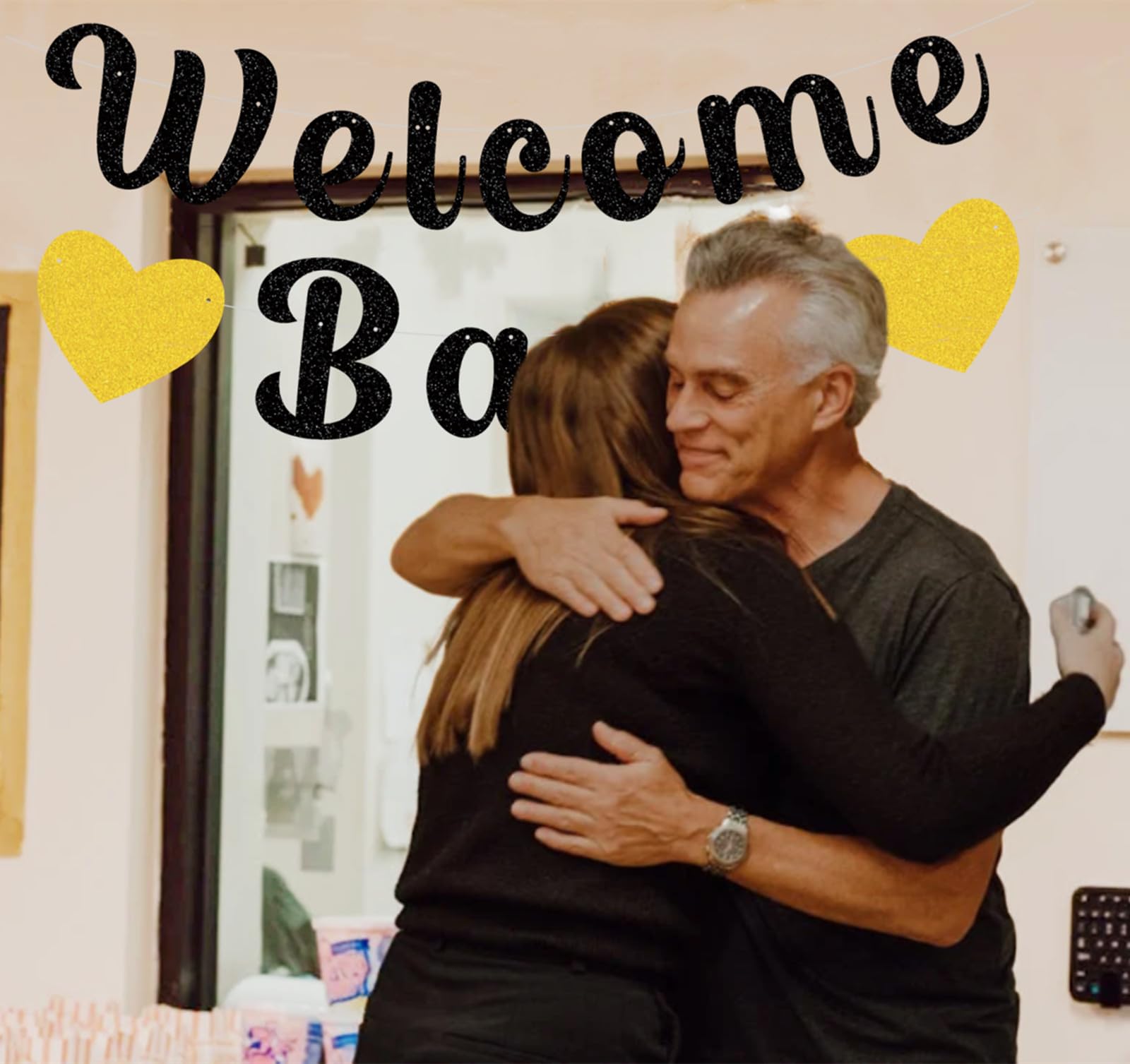 bng-bng Welcome Back Bunting Banner Black Welcome Home Back to School Decoration for Welcome Back Welcome Home Baby Shower Party School Return Party Classroom Decorations Party Supplies Black Gold - Image 4