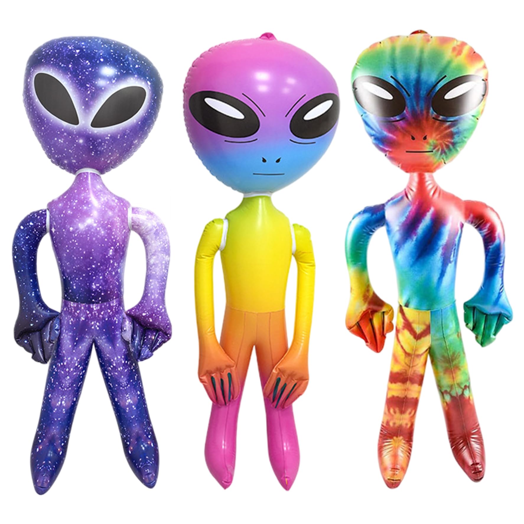 BEAHING Inflatable Alien, 3Pcs 63 Inch Giant PVC Cute Colorful Blow Up Alien for Birthday Party Favors Halloween Decorations