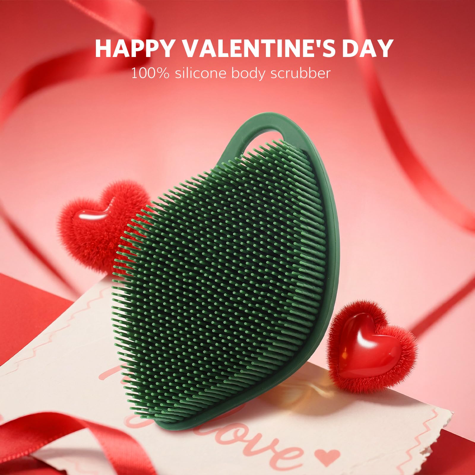 Sndyi Silicone Body Scrubber, Gentle Exfoliating Body Scrubber for Sensitive Skin, Leaf Shaped Shower Scrubber for Body with Lathering Bristles, Silicone Loofah Body Brush for Showering,: Green-Limited Edition