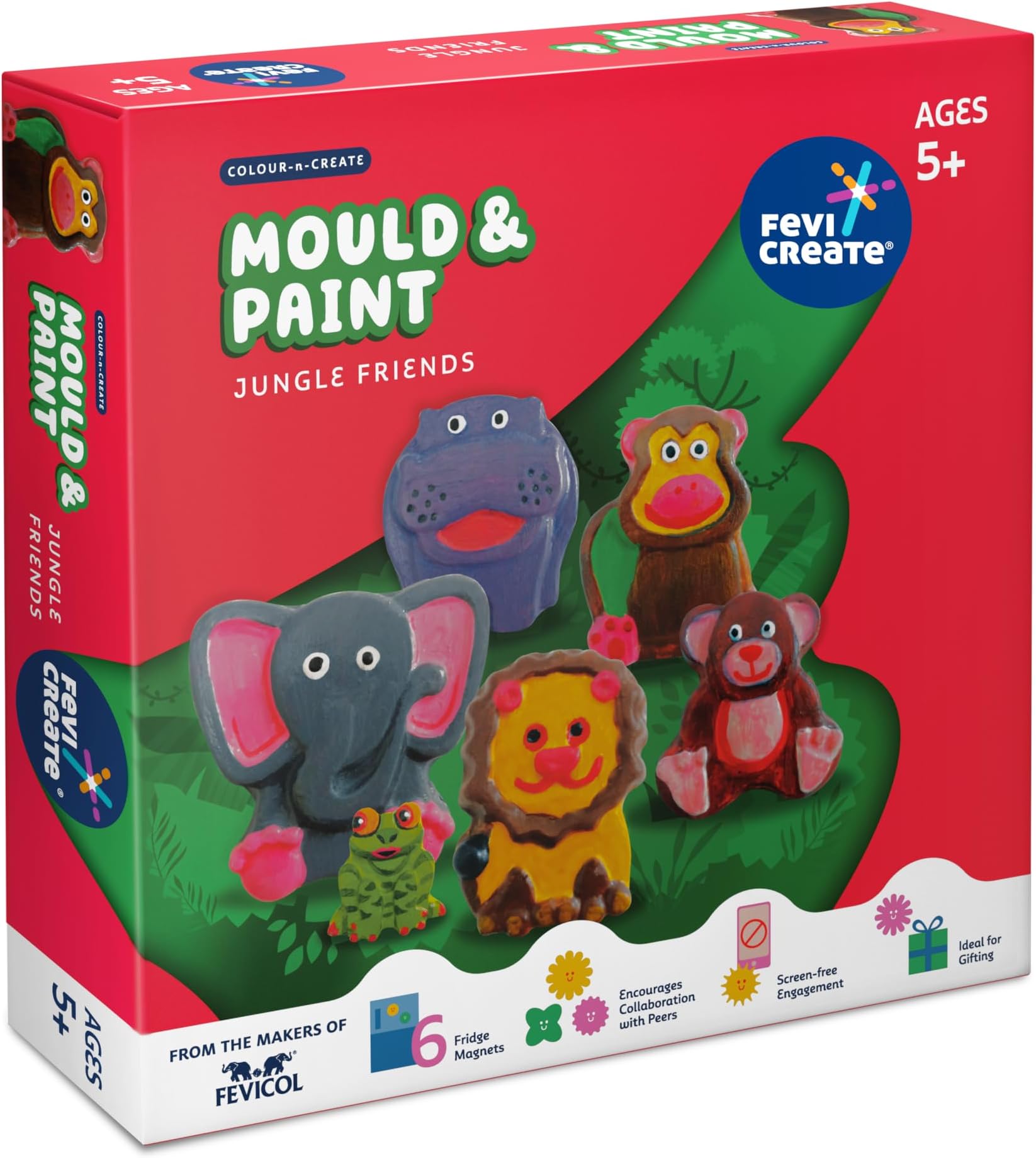 Fevicreate DIY Mould and Paint Jungle Animals Craft kit | Kids DIY Craft 5 Years | DIY kit