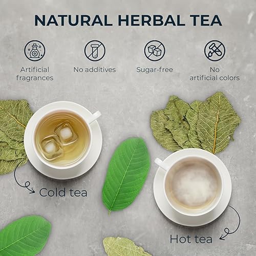 Miniatura 6 de Té de hoja de guayaba joven más de 100 hojas enteras secas (+ hasta 20 hojas), 3.39 onzas, hojas de guayaba, sin cafeína, sin azúcar añadido,