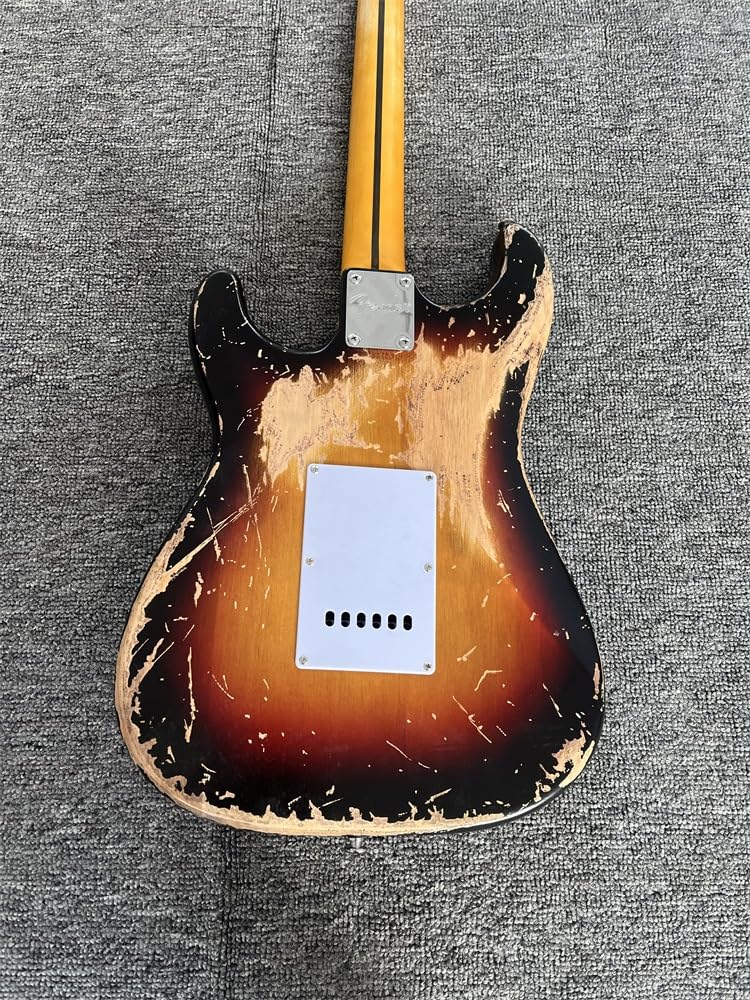 詳細不明　カスタムエレキギター ヘビーレリック　ＳＲＶ仕様　音良し スーパーヘビーレリックSRV エレキギター アルダーボディ メイプル