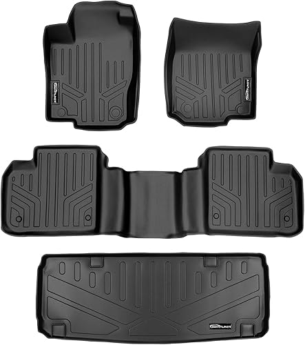 SMARTLINER Juego de alfombrillas de piso de ajuste personalizado, 2 filas y forro de carga, color negro para Mercedes Benz Serie GL/GLS 2012-2019