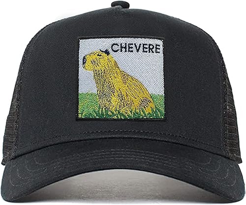 Miniatura 2 de Gorra de camionero, sombrero de malla ajustable Snapback, gorra negra Capybara, gorra de béisbol de malla, sombrero bordado Capybara. Unisex