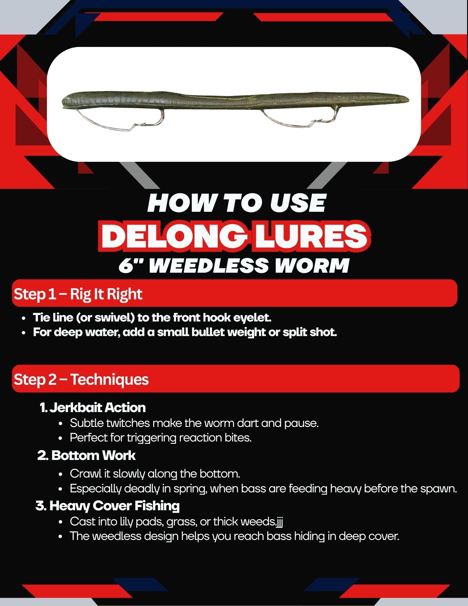 Delong Lures - Señuelos para lubina, lucio y cualquier cosa en el medio, de plástico suave para lubina, cebo de lucio (bombero)