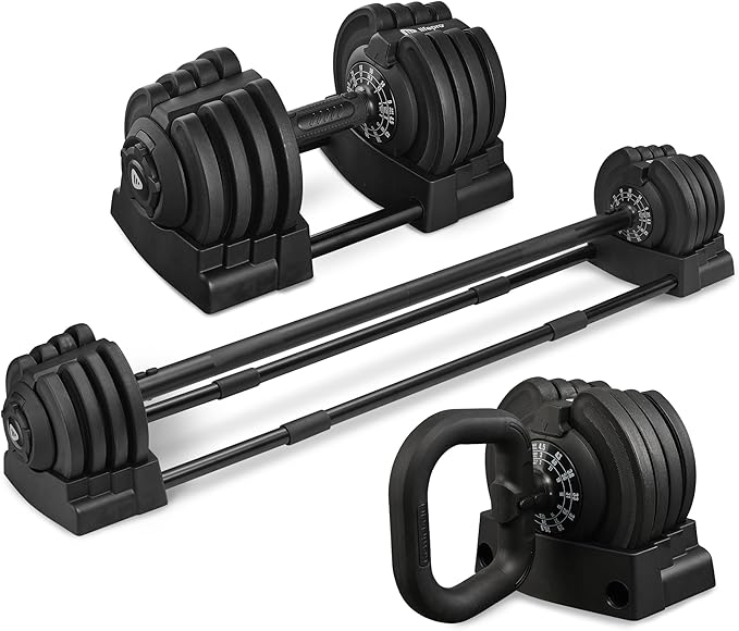 LifePro - Single Adjustable Dumbbell, Easy Weight Changing Dumbbells, Adjustable Free Weights for Men and Women, Compact Design for Home Gym - Anti-Slip Handle, Adjustable Dumbell