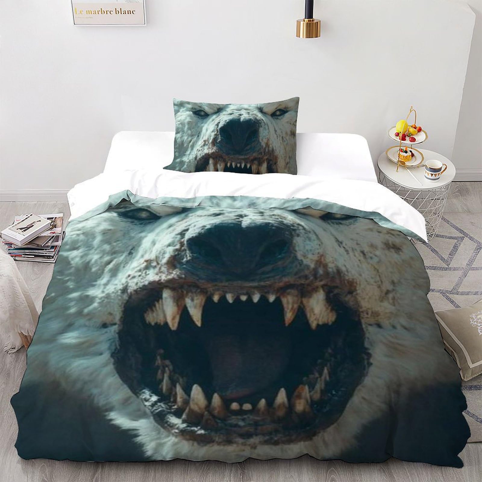 Housse de couette single animaux 3D Panda Literie microfibre pour enfant avec taie d'oreiller