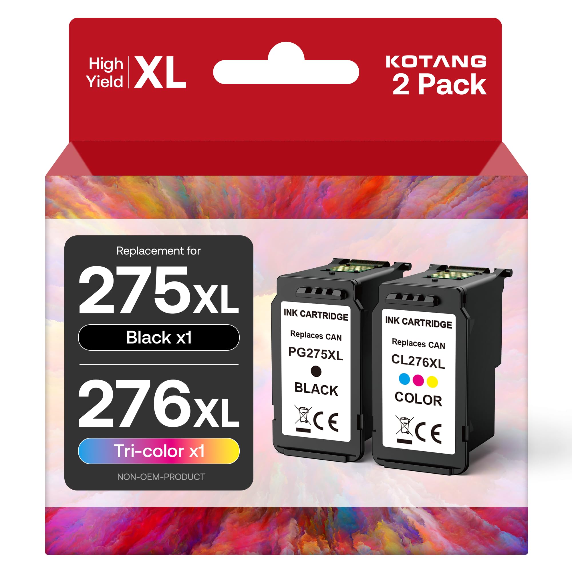 Photo 1 of PG-275XL CL-276XL Ink Replacement for Canon 275 and 276 Ink Cartridges Remanufactured 275 276 XL Ink Work with TS3722 TR4720 TS3700 TR4700 TS3522 TR4722 TS3500 TS3720 TS3700 TS3520 TR4723 Printers