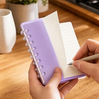 Discbound Notebook Small Pocket Spiral Notebooks A7 Removable Pages Planner Mini Notepads with Lined Pages 60 Sheets Elastic Closure Memo for Home School Office Travel (green)