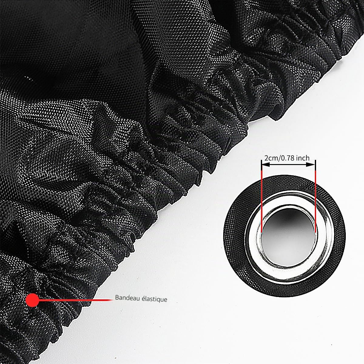 Housse de moto 300D robuste, étanche, toutes saisons, housse universelle pour cyclomoteur, extérieur avec trous de verrouillage et sac de rangement (noir, taille XXL)