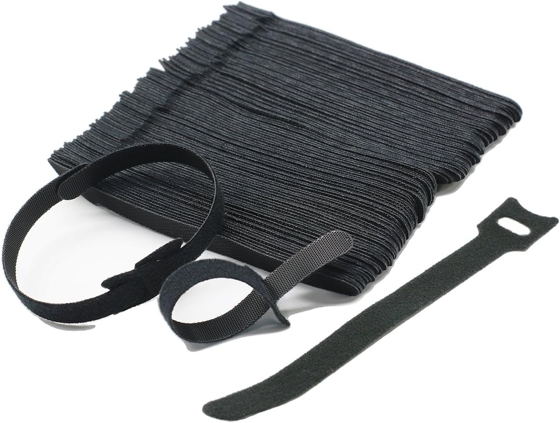 Grapelet 100pcs x Reusable Fastening Cable Ties，6 Inch Premium Adjustable Cord Ties Black Cord Organization Straps, Microfiber Hook Loop Cable Management Wire Organizer Wrap