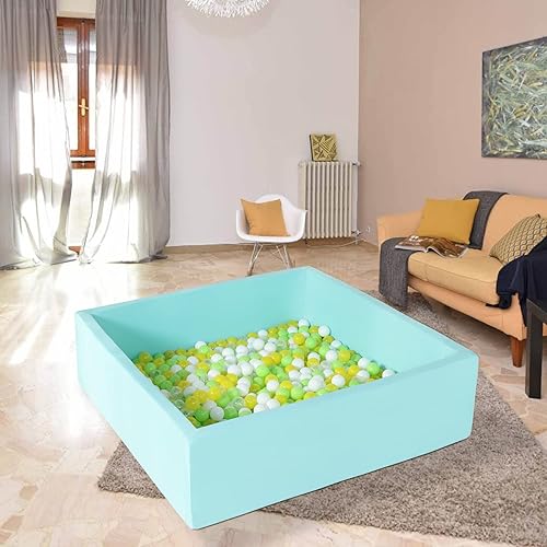 Miniatura 6 de Piscina de bolas de espuma extra grande para niños pequeños, piscina cuadrada de bolas suaves, regalo ideal para jugar juguete para niños (azul)