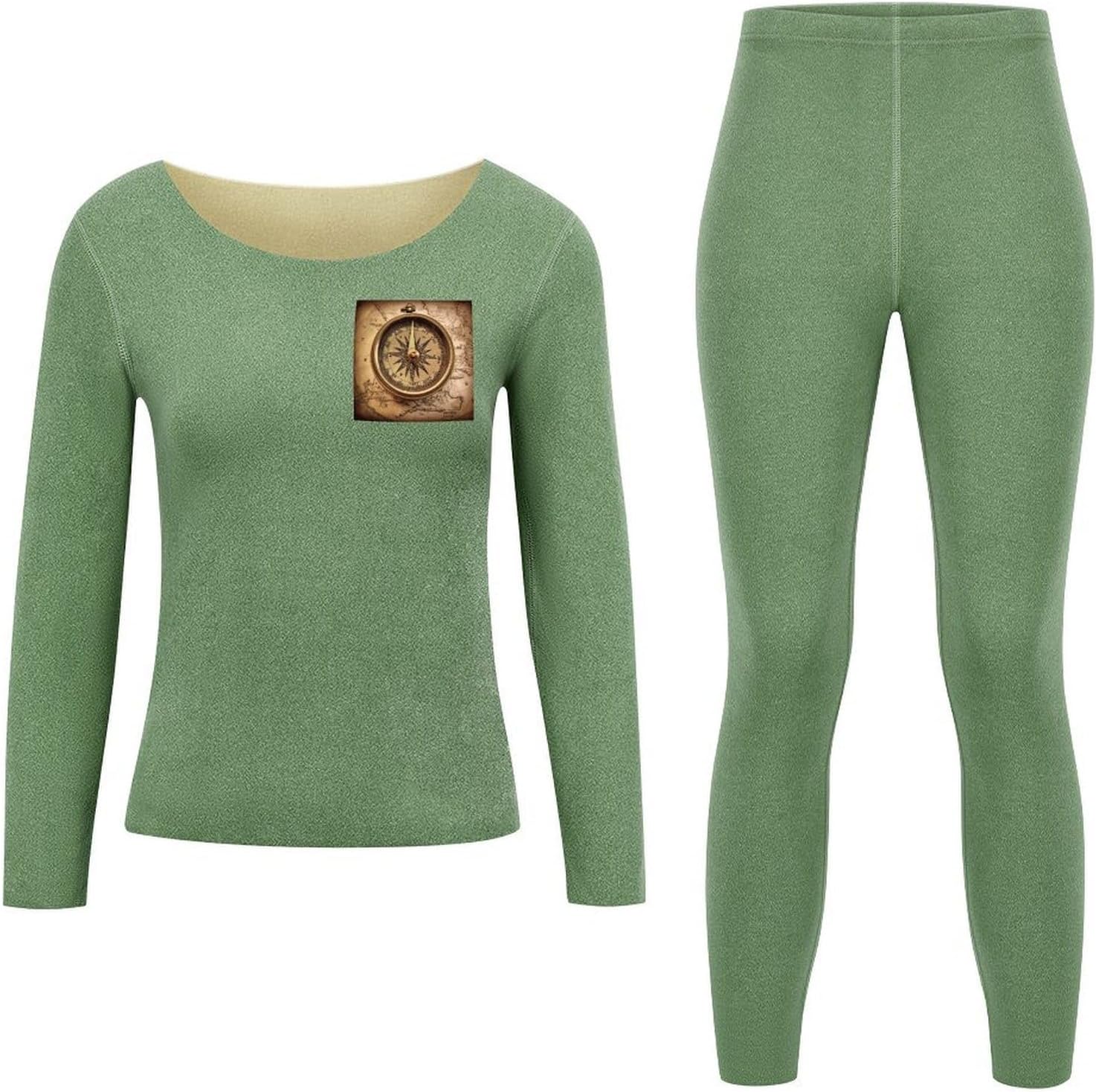 Women's Law of The Compass Navigation Thermal Underwear Set Soft Long Johns Base Layer Top & Bottom for Cold Weather