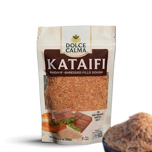 Miniatura 9 de Dolce Calma Masa Kataifi seca de alta calidad de 14.1 onzas (14.11 oz) | Bolsa resellable | Kadayif para postres de chocolate Dubai, Kunafa y