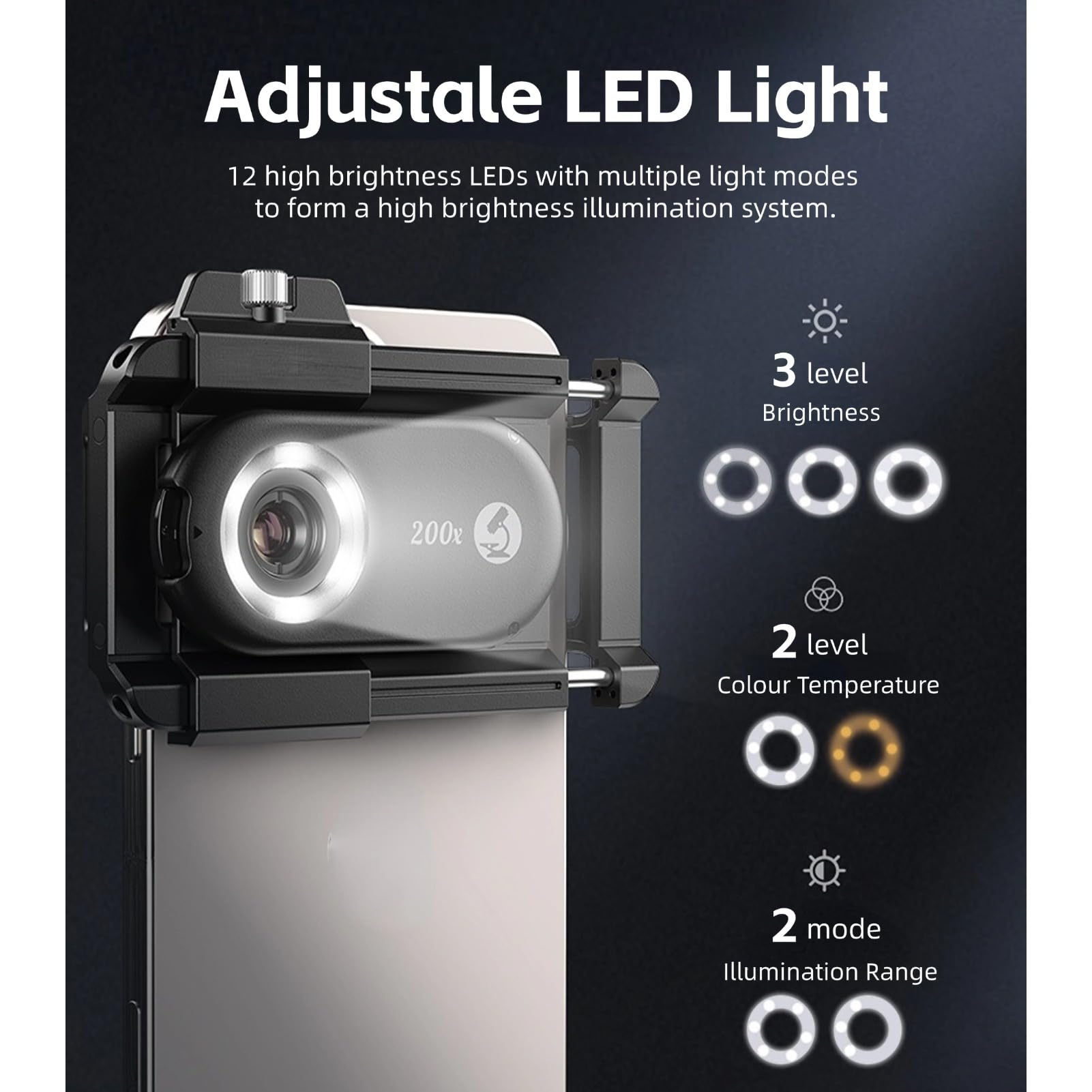 Obiektyw Makro do Telefonu, Obiektyw do Fotografii Makro ze światłem Wypełniającym LED i Filtrami CPL, Zestaw Kieszonkowego Obiektywu Makro do Telefonu Komórkowego Przystawka do
