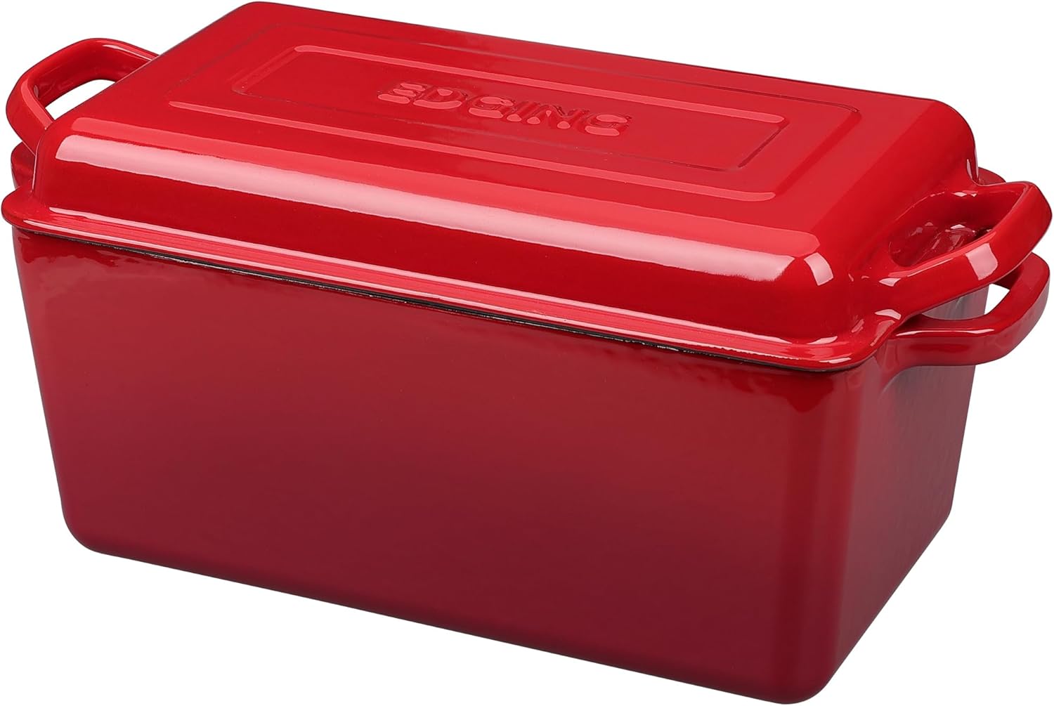 Enameled Cast Iron Dutch Oven, Oblong Bread Oven for Sourdough Bread Baking, Baking Pan, Dual Handles, Oven Safe, 4 Quart,Red - Image 3