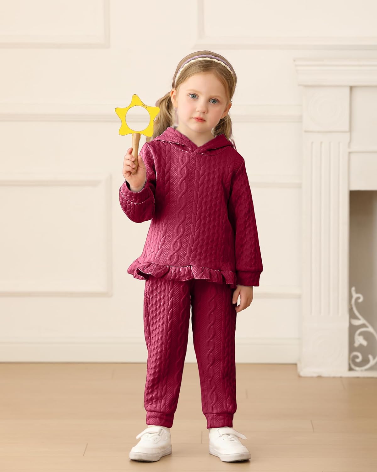 Mioglrie Baby Toddler Girl Clothes Infant Fall Winter Outfits Hoodie Solid Color Sweatshirt Sweatpant Clothing Set 3M-3T - Image 3