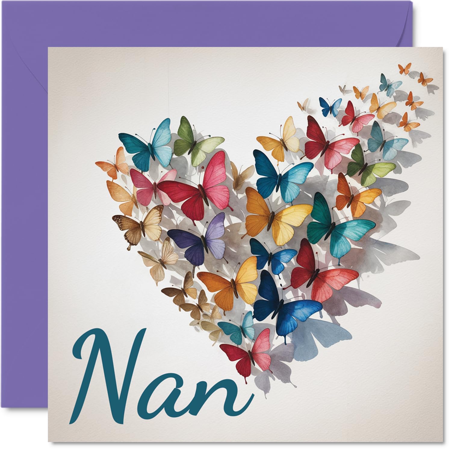 Nan Birthday Card, Elegant Butterfly Heart
