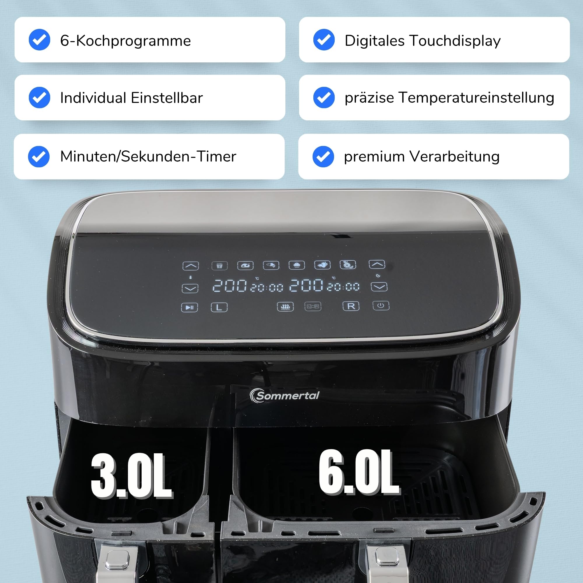 Friggitrice ad aria digitale con doppio cestello 9 litri – Best Pet&House