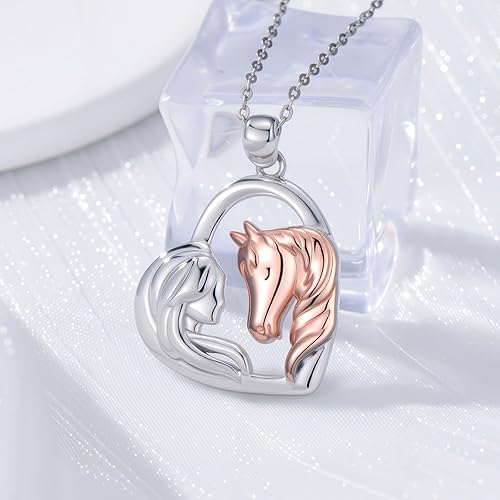 Miniatura 2 de Collar de plata de ley 925 con colgante de caballopatooso polarpingüinomuñeco de nieveabejacolibríunicornio, regalo de joyería para amantes de los