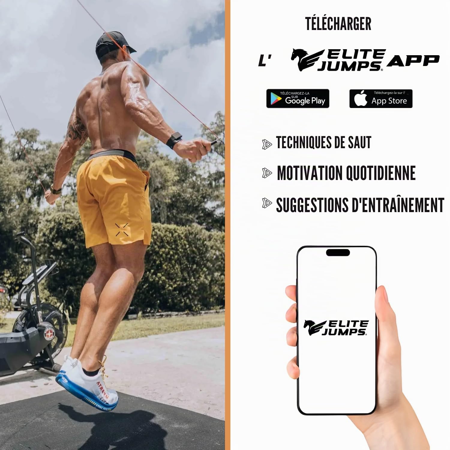 Elite Jumps Corde lestée Muay Thai 3.0 MMA, 1.5 lb | Corde lestée haute intensité pour Muay Thai, MMA et entraînement complet du corps. Pour hommes et femmes.