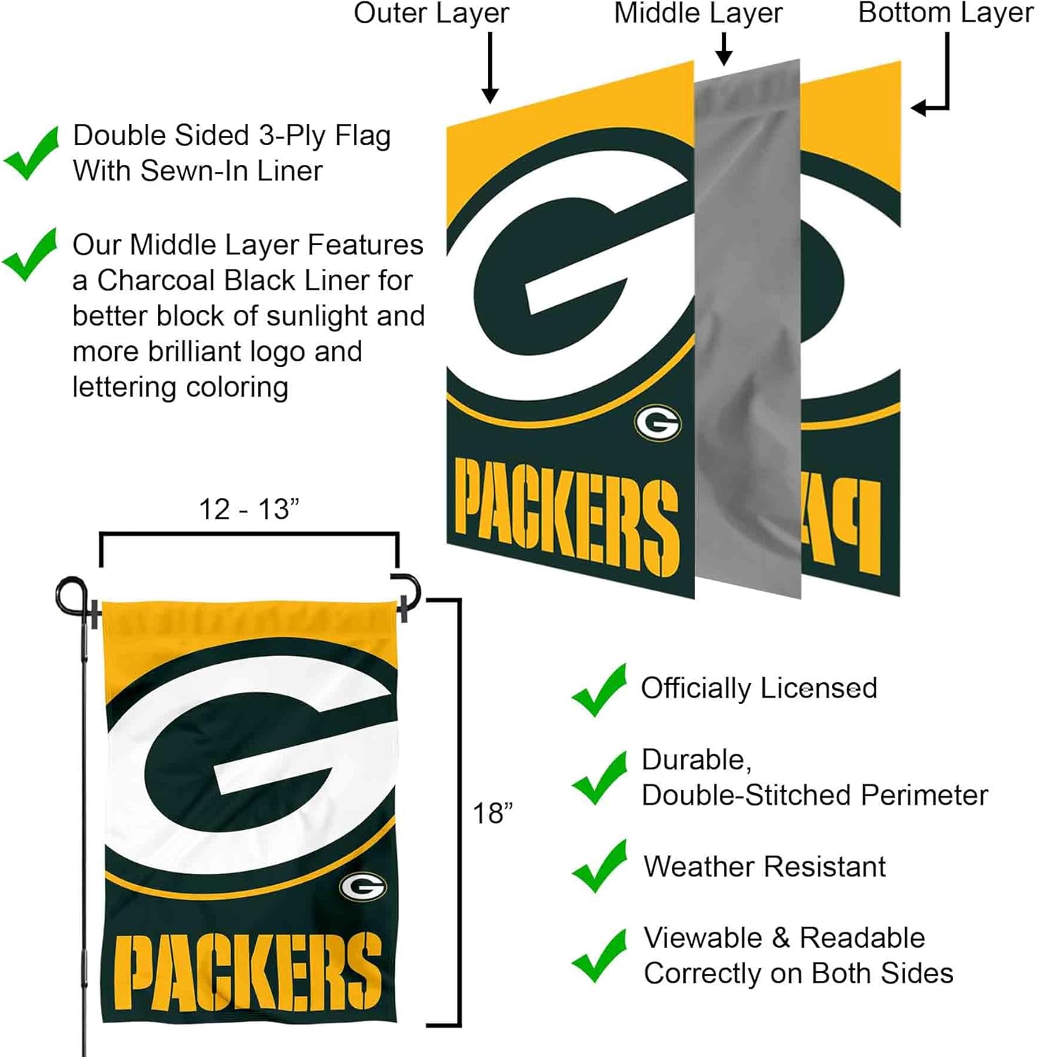 Green Bay Packers Large Logo Double Sided Garden Banner Flag - Image 6