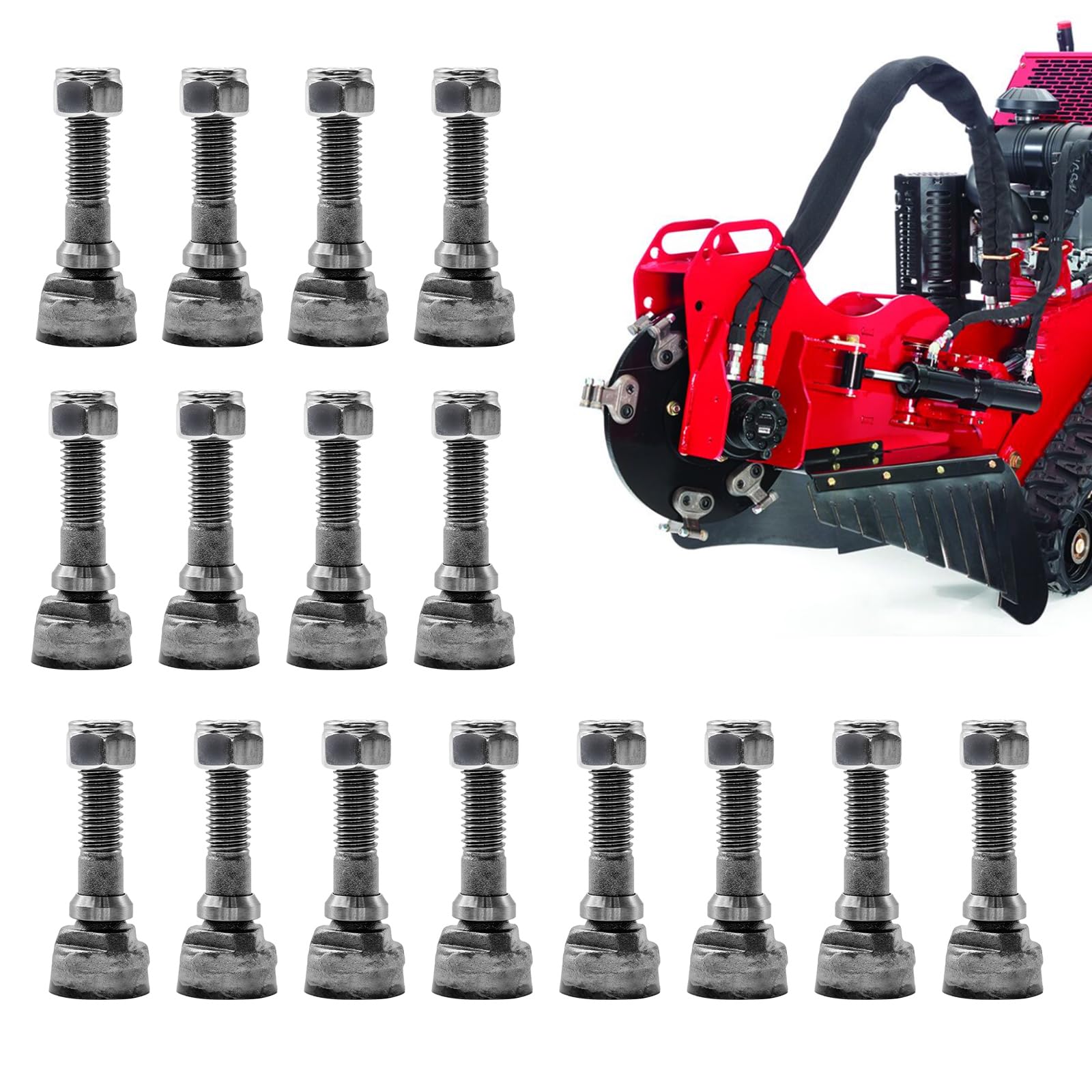 JOJOCY 16 Pack Stump Grinder Teeth Aftermarket for 700 Series, Durable Alloy Steel with Tungsten Carbide Tips for Efficient Stump Removal