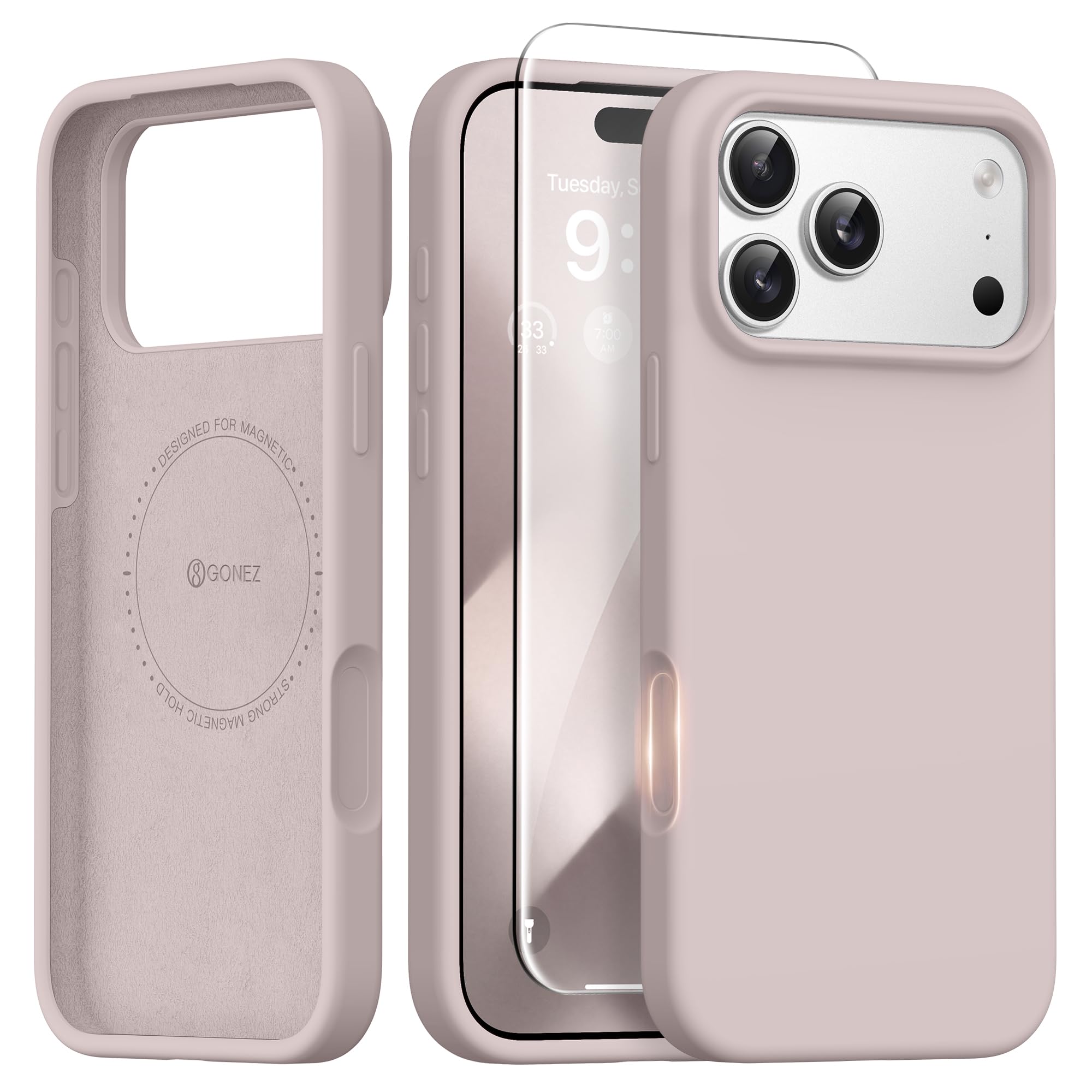 Coque silicone iPhone 17 Pro antichoc compatible MagSafe GONEZ avec doublure microfibre - 8