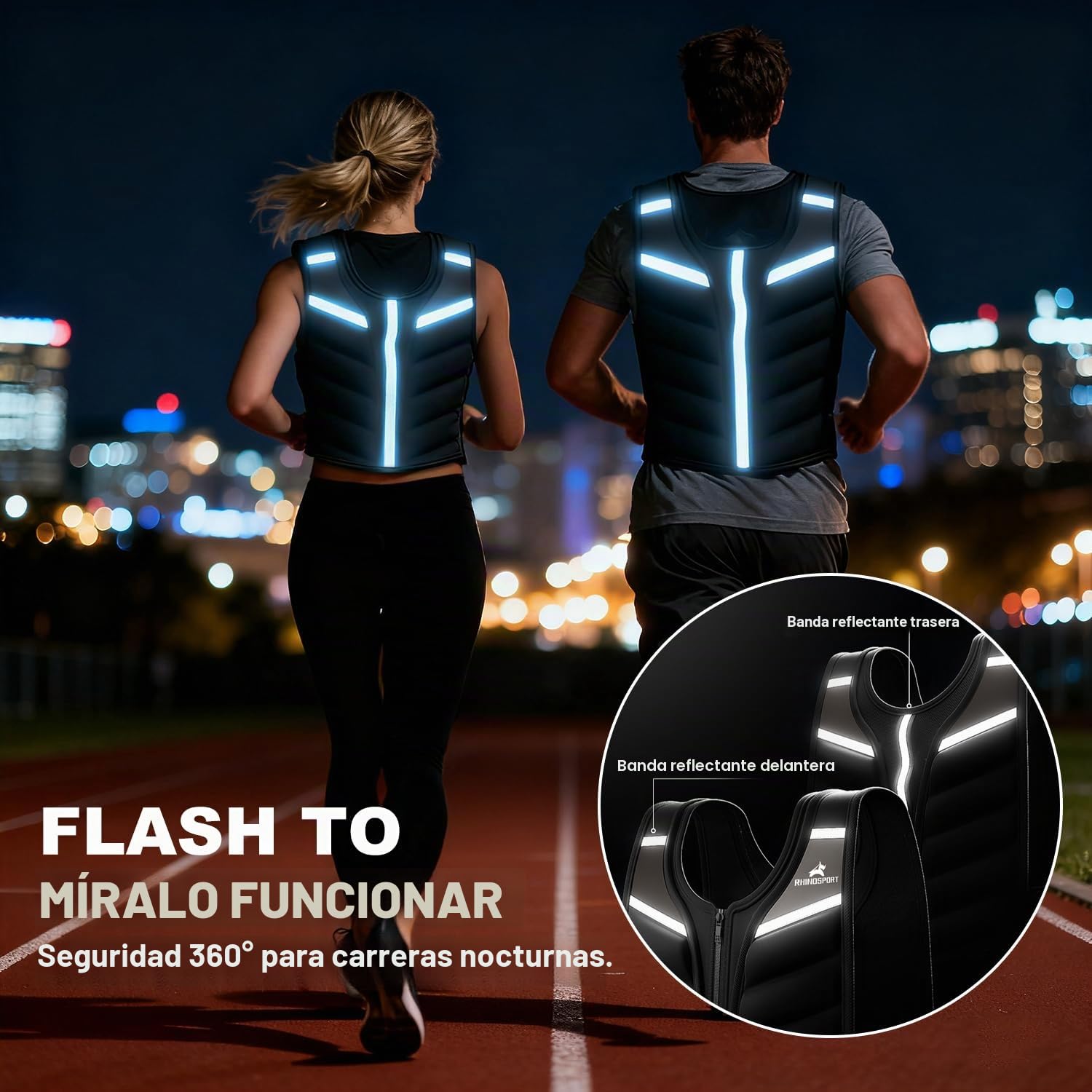 RHINOSPORT Chaleco con peso de 4,5kg 6,8kg 9,1kg para hombres y mujeres, chaleco de fitness con tiras reflectantes y bolsa de brazalete para entrenamiento de fuerza