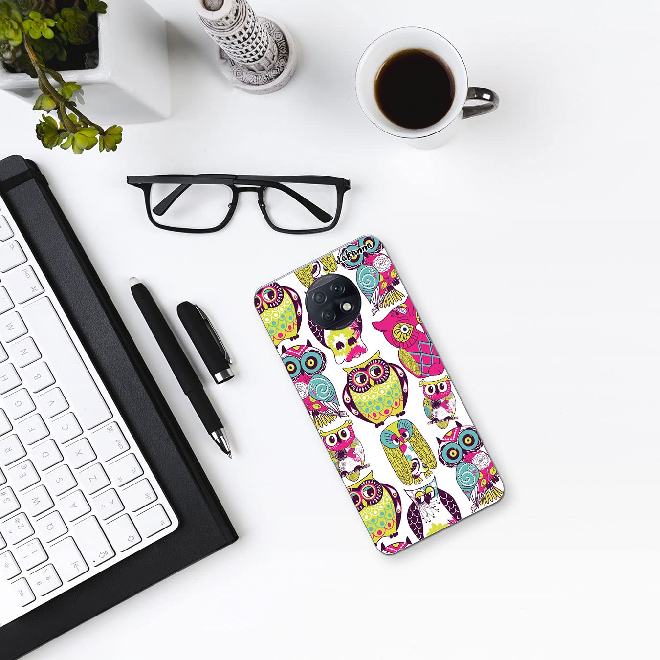 dakanna Custodia Compatibili con [ Xiaomi Redmi Note 9T ] Trasparente con Disegni [ Modello animale gufi multicolori ] in Morbida Silicone TPU Flessibile, Shell Case Cover in Gel per Smartphone