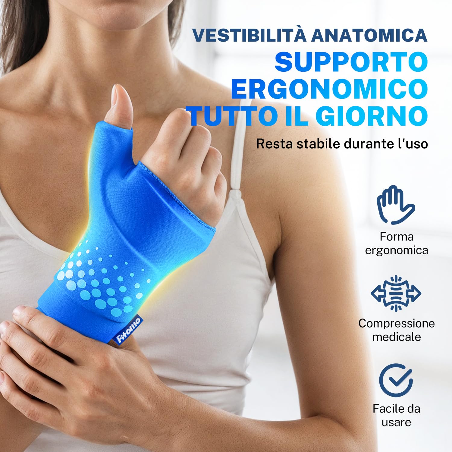 Fitomo Muñequera, impacco di gel terapeutico ricongelante per artrite reumatoide, tendinite, infiammazione e sindrome del tunnel carpale, manica di compressione regolabile