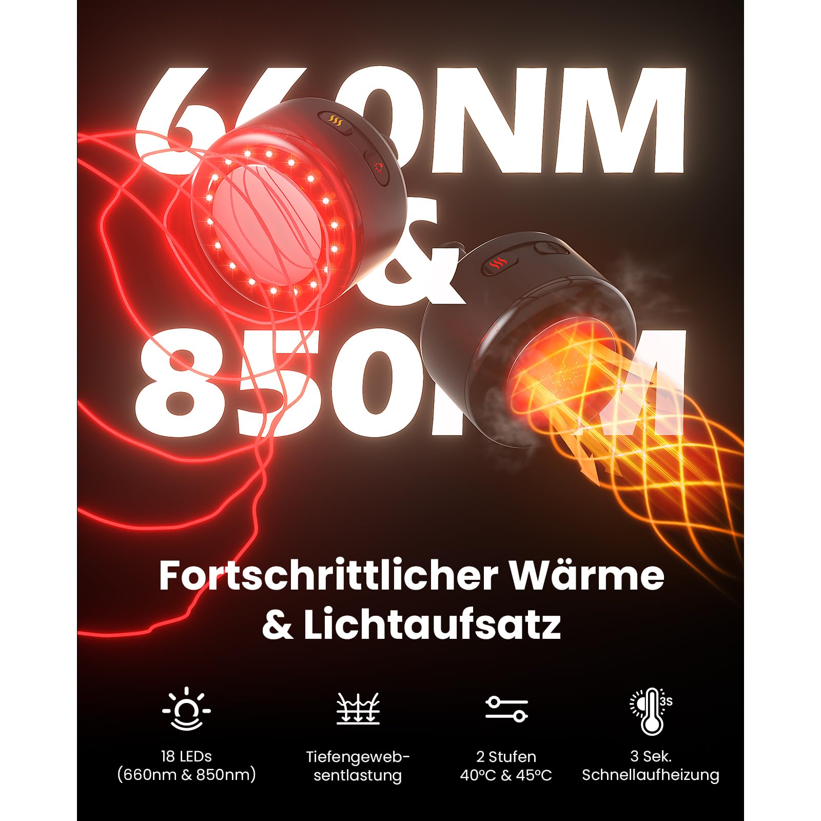 BOB AND BRAD L7 Ultra Mini Massagepistole | Wärmefunktion & Rotlicht, 2-in-1 Deep Tissue Massagegerät mit Verlängerungsgriff, 90° schwenkbarer Massagekopf für Rücken