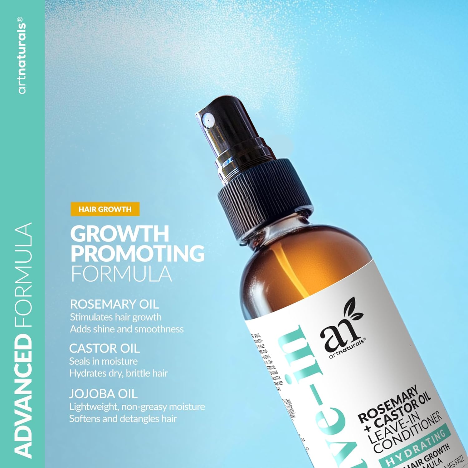 Artnaturals Rosemary & Castor Oil Leave-In Conditioner - (8 Fl Oz / 236ml) - Made with Organic and Natural Ingredients - for All Hair Types – Treatment for Damaged Hair (8 Fl Oz (Pack of 2)) - Image 4